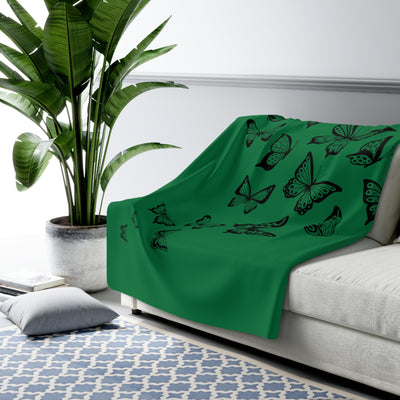 Kuscheldecke Schmetterling Dunkelgrün Kuscheldecken halten warm, flauschig superweich, hochwertige Decke auch als Kuscheldecke, Sofadecke & Kuscheldecke geeignet Wohnzimmer -127 x 152,4 cm